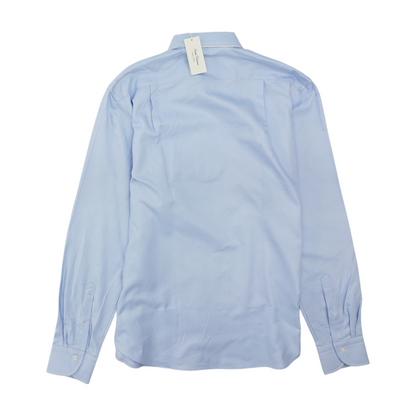 Blue Solid Long Sleeve Button Down