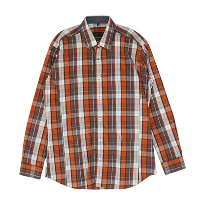 Orange Plaid Long Sleeve Button Down