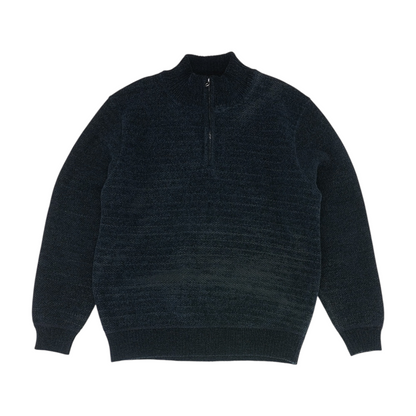 Navy Solid 1/4 Zip Sweater