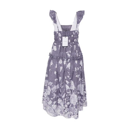 Gray Floral Midi Dress