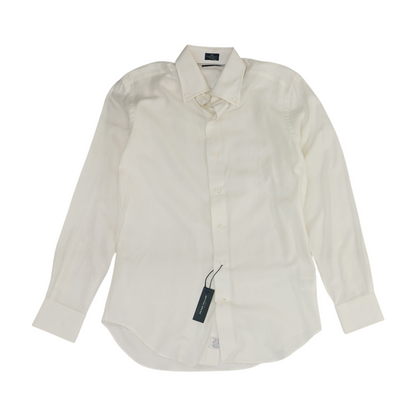 Cream Solid Long Sleeve Button Down