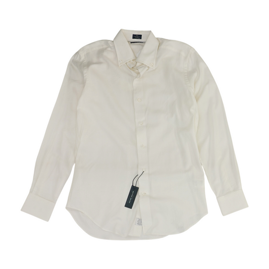 Cream Solid Long Sleeve Button Down