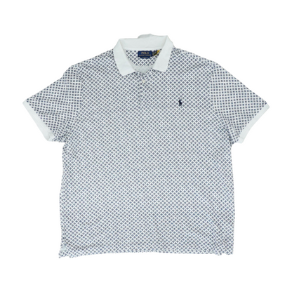 White Graphic Short Sleeve Polo