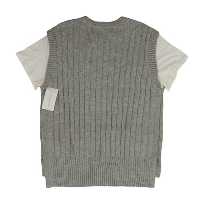 Gray Solid Short Sleeve Sweater