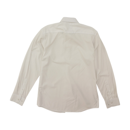 White Solid Long Sleeve Button Down