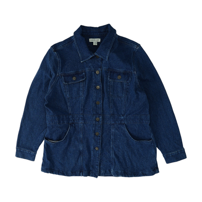 Blue Solid Denim Coat