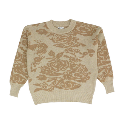 Brown Floral Pullover Sweater