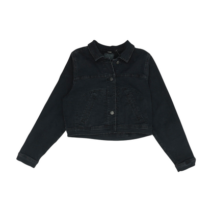 Black Solid Denim Jacket