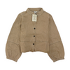 Beige Solid Denim Jacket