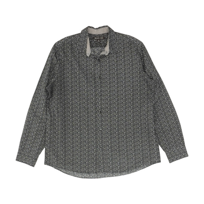 Black Print Long Sleeve Button Down