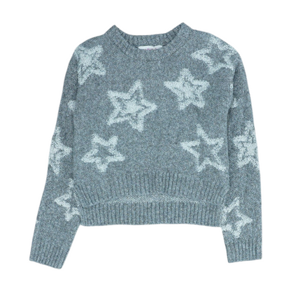 Gray Print Pullover Sweater