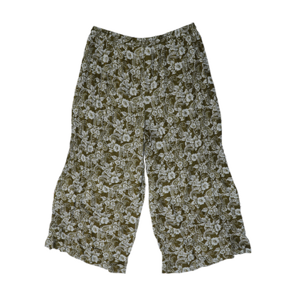 Green Plus Size Floral Wide Leg Pants