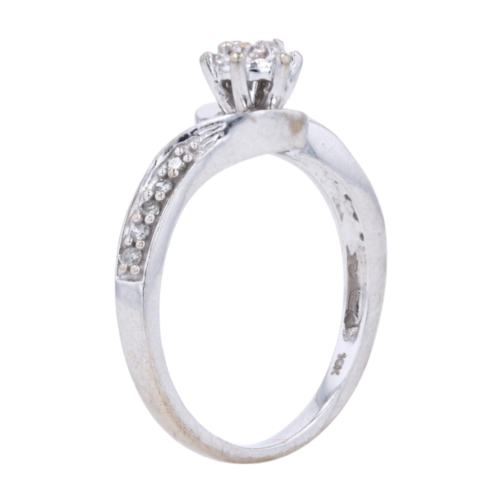 1/8 ctw 10K White Gold Diamond Engagement Ring