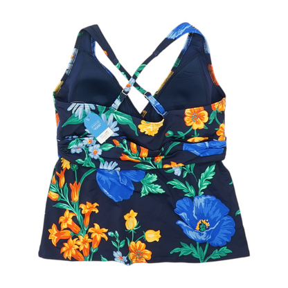 Navy Floral Swim Top