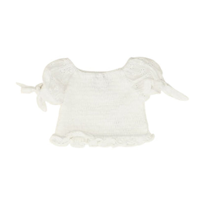 White Solid Short Sleeve Blouse