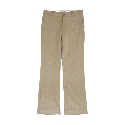 Beige Herringbone Regular Pants