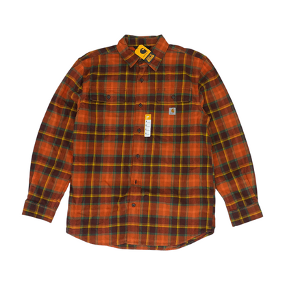 Orange Plaid Flannel Button Down