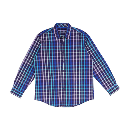 Purple Check Long Sleeve Button Down