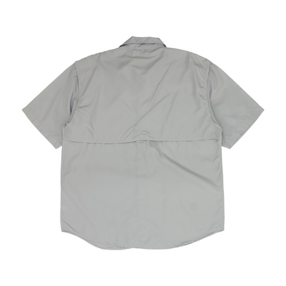 Gray Solid Short Sleeve Button Down