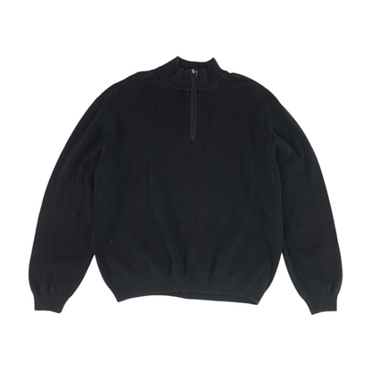 Navy Solid 1/4 Zip Sweater