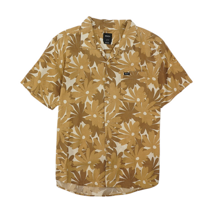 Brown Floral Short Sleeve Button Down