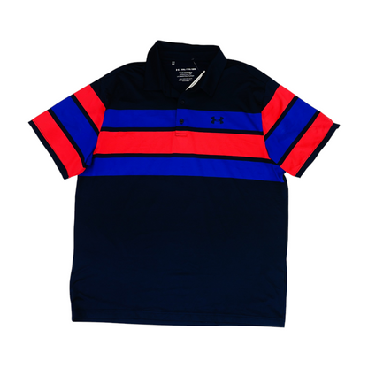 Navy Color Block Short Sleeve Polo