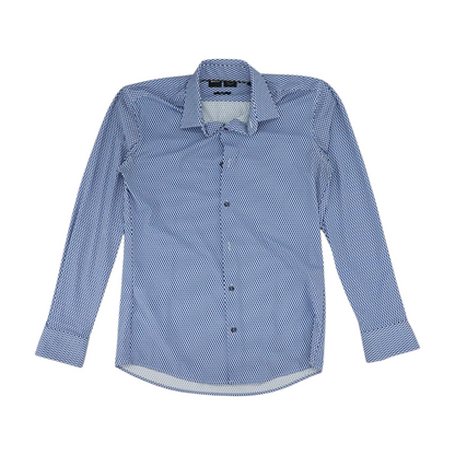 Blue Geometric Long Sleeve Button Down