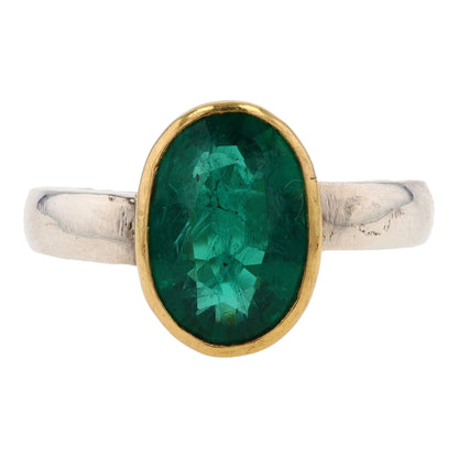Sterling Silver Green Stone Fashion Ring