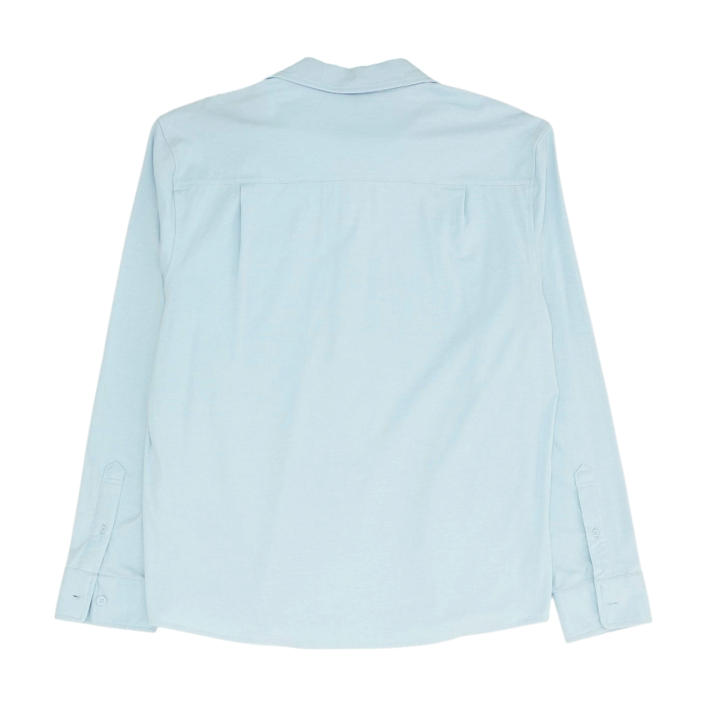 Blue Solid Long Sleeve Button Down