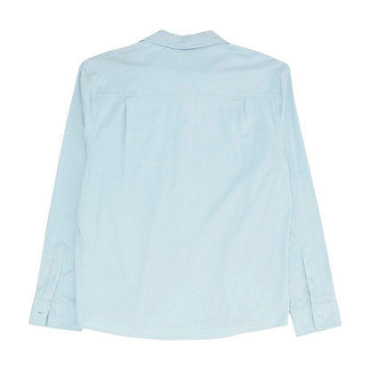 Blue Solid Long Sleeve Button Down