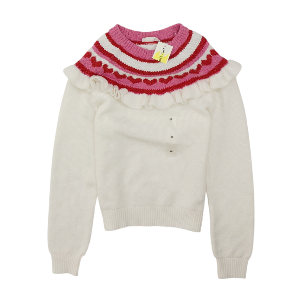 White Color Block Pullover Sweater