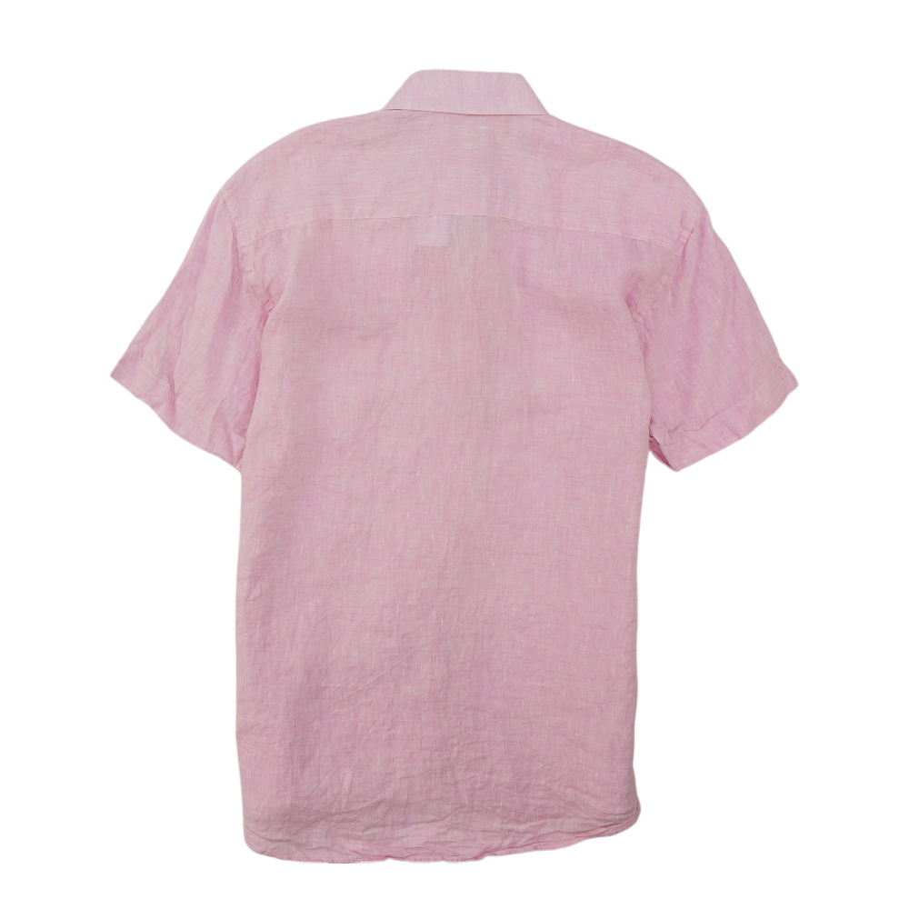 Pink Solid Short Sleeve Button Down