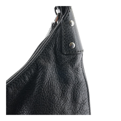 Black Leather Hobo Shoulder Bag