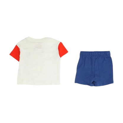 White Color Block Short Sleeve Set