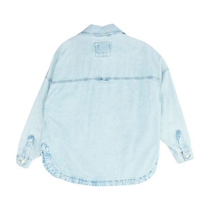 Blue Solid Denim Jacket
