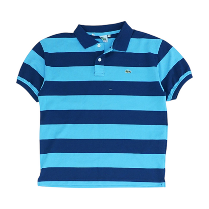 Blue Striped Short Sleeve Polo