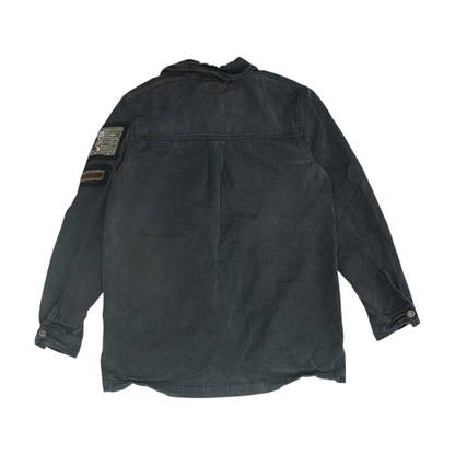 Black Solid Flannel Button Down