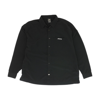 Black Solid Long Sleeve Button Down