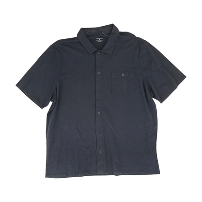 Navy Solid Short Sleeve Button Down