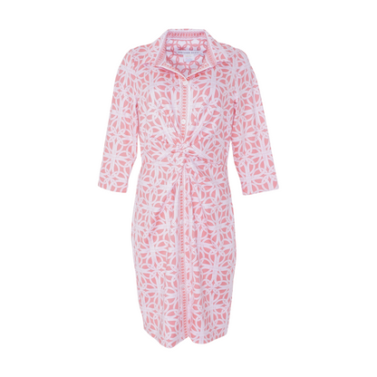 Coral Abstract Midi Dress