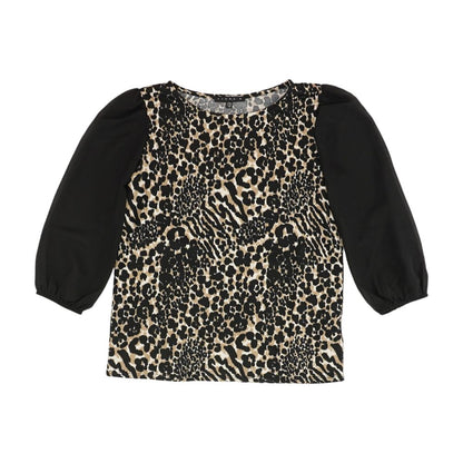 Black Animal Print Long Sleeve Blouse