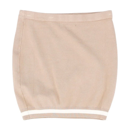 Beige Solid Mini Skirt