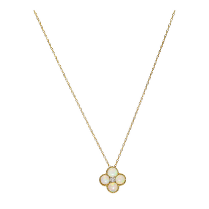 14K Yellow Gold Opal Pendant Necklace