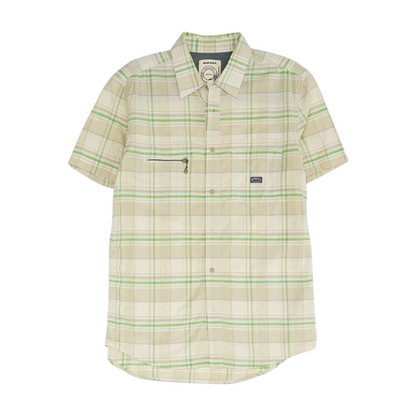 Beige Plaid Short Sleeve Button Down
