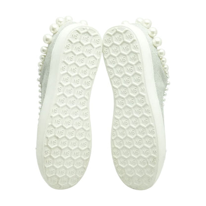 Goldie Glitter Embellished Silver Low Top Athletic Shoes