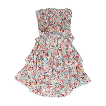 Beige Floral Midi Dress