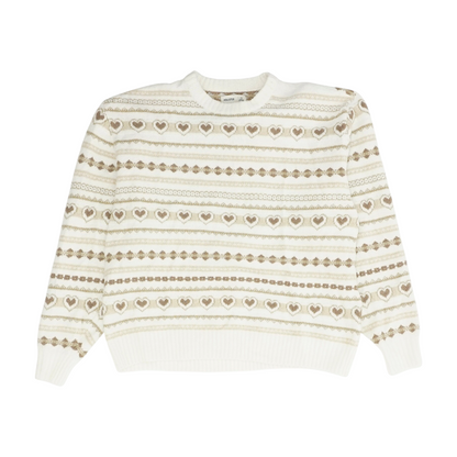 White Hearts Pullover Sweater