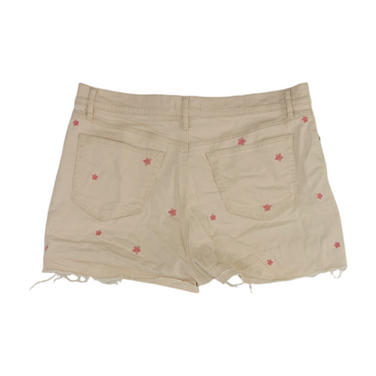 Beige Solid Denim Shorts