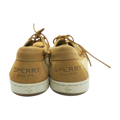 Tan Lace-Up Flats