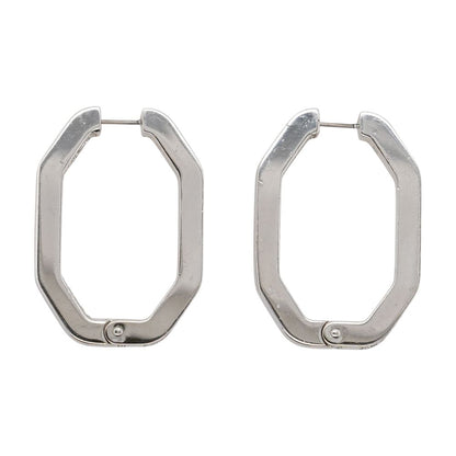 White Rhodium Plated Dextera Large Octagon Hoop Earrings